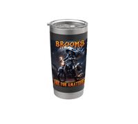 Brooms Are For Amateurs Witches Ride Motorcycle Halloween Vaso térmico de acero inoxidable de doble pared