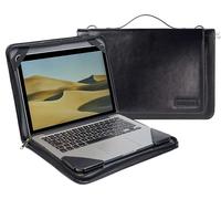Broonel Funda Tipo Mensajero De Piel Negra para Ordenador Portátil - Compatible con la Lenovo IdeaPad Slim 3 | 14" Ordenador Portátil