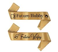 BroSash Faja de despedida de soltera y despedida de soltera - "Future Wifey" y "Future Hubby" Novio, Novia para ser Suministros 2 piezas Set mejor regalo de boda nupcial ducha decoraciones de compromiso Favors Miss to Mrs. Kit de regalo