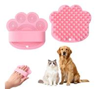 Brosse de Bain pour Chats, Brosses de Toilettage pour Chien, Brosse de Massage avec Poignée en Anneau, Douche pour Animaux de Compagnie, Enlève les Poils Morts, la Saleté et la Poussière (Pink)