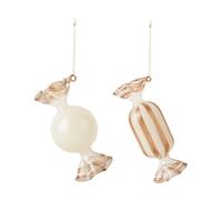 Broste Copenhagen Adorno navideño Candy vidrio 2 piezas Creme