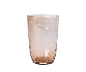 broste Copenhagen Hammered 14496206 - Juego de vasos (4 unidades, cristal soplado a mano, 0,5 L, 9,2 x 9,2 x 13,5 cm), color marrón