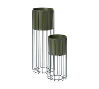 Broste Copenhagen Maceta con soporte Fenja 2 piezas Green