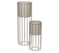Broste Copenhagen Maceta con soporte Fenja 2 piezas Simply taupe