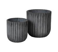Broste Copenhagen Set de 2 macetas Fiber Charcoal