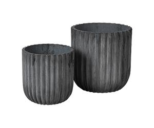 Broste Copenhagen Set de 2 macetas Fiber Charcoal