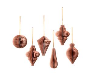 Broste Copenhagen Set de 6 colgantes de navidad Christmas mix Dusty pink