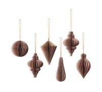 Broste Copenhagen Set de 6 colgantes de navidad Christmas mix Indian tan