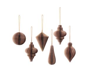Broste Copenhagen Set de 6 colgantes de navidad Christmas mix Indian tan
