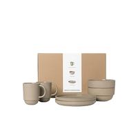 Broste Nordic Bistro Juego de vajilla, Cerámica, Beige, 2 Personas