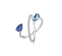 Brosway Anillo de mujer de plata y Freedom Blue | Colección Fancy - FFB134, 16, Plata de ley, Circonita cúbica