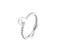 Brosway Anillo de mujer de plata y perlas infinitas blancas/perlas | Colección Fancy - FIW177, 16, Plata de ley, Zirconia cúbica