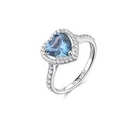 Brosway Anillo para mujer de plata y Cloud Light Blue con símbolo de corazón | Colección Fancy - FCL128, 14, Plata de ley, Circonita cúbica cloud light blue
