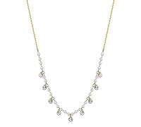 Brosway Chant BAH84 - Collar para mujer de acero inoxidable 316L con revestimiento de PVC chapado en oro de 14 quilates con circonitas y perlas, longitud: 44 cm