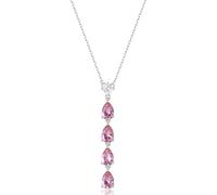 Brosway Collar de mujer de acero inoxidable, colgante en forma de gota con circonita cúbica, plata brillante, 45 cm, estilo contemporáneo, modelo FTP04