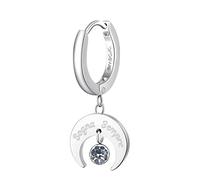 Brosway Pendiente individual de aro para mujer de acero con símbolo de luna, pendiente individual para mujer, colección Chakra - BHKE007, 25mm, Acero inoxidable Acero aleado, Cristales