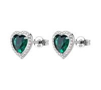 Brosway Pendientes de mujer, pendientes de lóbulo de plata y Life Green con símbolo de corazón | Colección FANCY - FLG146
