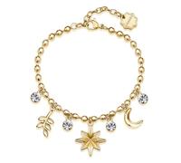 Brosway Pulsera de mujer de acero con colgantes de estrella, luna, hoja y cristales, modelo BHKB290