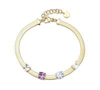 Brosway Pulsera para mujer BIG17, collar de metal dorado con cristales, diseño elegante con piedras de colores