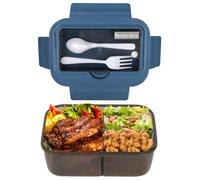 Brotdose snackbox, 1400ml Erwachsene & Kinder lunchbox, salat to go, nestbares Besteck, Mikrogeschirr, umami