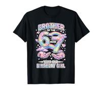 Brother 67 Cumpleaños 7 Años Acuarela Pastel Rainbow Camiseta