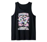 Brother 67 Cumpleaños 7 Años Acuarela Pastel Rainbow Camiseta sin Mangas