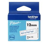 Brother BTAG133 Cinta azul sobre transparente, Ancho 12 mm