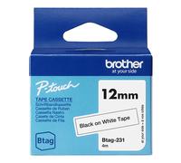 Brother Btag-231 cinta no laminada negra sobre blanca 12 mm (original)