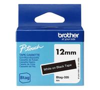 Brother Btag-335 cinta no laminada blanca sobre negra 12 mm (original)