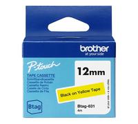 Brother Btag-631 cinta no laminada negra sobre amarilla 12 mm (original)