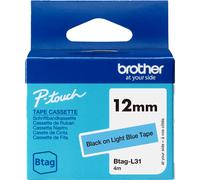 Brother Btag-L31 cinta no laminada negro sobre azul claro 12 mm