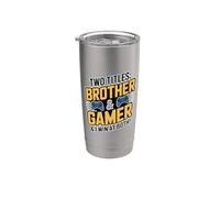 Brother & Gamer I Win at Both Fun Sibling Christmas Gaming Vaso térmico de acero inoxidable de doble pared
