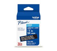 Brother Genuine P-Touch TZe White Print on Black Label Tape (TZe355), Laminated,1in x 26.2ft (24mm x 8m), for Select P-Touch Label Makers, Durable, Water-Resistant, Indoor/Outdoor Use