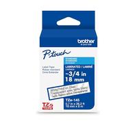 Brother Genuine P-Touch TZe White Print on Clear Label Tape (TZe145), Laminated,3/4in x 26.2ft (18mm x 8m), for Select P-Touch Label Makers, Durable, Water-Resistant, Indoor/Outdoor Use