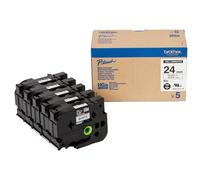 Brother HGe-251V5 Cinta de alta calidad | negro sobre blanco | 24 mm | 5 unidades (original)