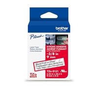 BROTHER INTERNATIONAL CORP TZES121 TZe Cinta adhesiva laminada extrafuerte, 3/8 W, negro sobre transparente Brother