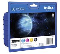 Brother LC1280XL - Pack de 4 Cartuchos de Tinta de Larga Duración (hasta 2.400 Págs/Negro y 1.200 Págs/Color Según ISO/IEC 24711), Multi-Pack (Negro, Amarillo, Magenta, Cian)
