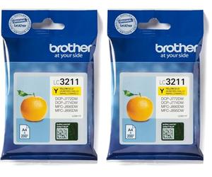 Brother LC3211Y Cartucho de Tinta Amarillo para Las impresoras DCPJ572DW, MFCJ491DW, MFCJ497DW,MFCJ890DW y MFCJ895DW, Duración Estimada: hasta 200 páginas (según ISO/IE 24711) (Paquete de 2)