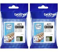 Brother LC421BK Cartucho Original de Tinta para Las impresoras MFCJ1010DW y DCPJ1050DW, Duración Estimada: hasta 200 páginas (según ISO/IEC 24711), Negro (Paquete de 2)