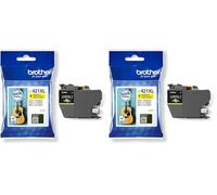 Brother LC421XLY Cartucho Original de Tinta de Alta Capacidad para Las impresoras MFCJ1010DW y DCPJ1050DW, Duración Estimada: hasta 500 páginas (según ISO/IEC 24711), Amarillo (Paquete de 2)