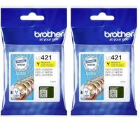 Brother LC421Y Cartucho Original de Tinta para Las impresoras MFCJ1010DW y DCPJ1050DW, Duración Estimada: hasta 200 páginas (según ISO/IEC 24711), Amarillo (Paquete de 2)
