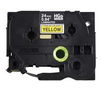 Brother Mobile HGE6515PK Hge Cinta adhesiva estándar de alto grado, 0.96 pulgadas de ancho x 26.2 pies de largo, tinta negra sobre etiqueta amarilla
