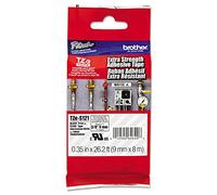 Brother Mobile TZES121 P-Touch cinta adhesiva extra fuerte, 3/8" de ancho x 26.2' de largo, cinta industrial, negro sobre transparente