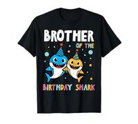 Brother of Birthday Shark Party Family Match Niños Hombres Camiseta