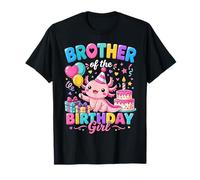 Brother of The Birthday Girl Cute Axolotl Family Party Camiseta