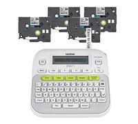 Brother P-Touch PT-D210 - Paquete económico de etiquetadora Incluye 4 Cintas de Etiquetas, fácil de Usar, organización del hogar y la Oficina, Color Blanco