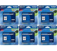 Brother P-Touch TZe-211 - Cinta laminada (6 unidades), color negro sobre blanco adhesivo estándar para fabricantes de etiquetas P-Touch, cada rollo mide 0.23 pulgadas de ancho, 26.2 (8 m) de largo