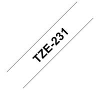 Brother P-Touch TZE-221 - Cinta extrafuerte de 6 mm, 1/4 pulgadas, laminada negra sobre blanco, resistente al agua, paquete individual