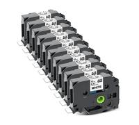 Brother Pack 10 Tintas Compatibles TZE-231 12mm Negro Sobre Blanco Laminado
