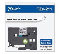 Brother Paquete de 2 cintas laminadas TZe-211 originales P-Touch, impresión negra sobre cinta laminada adhesiva estándar blanca para fabricantes de etiquetas P-Touch, cada rollo mide 0.23 pulgadas/6 mm (1/4 pulgadas) de ancho, 26.2 (8 m) de largo